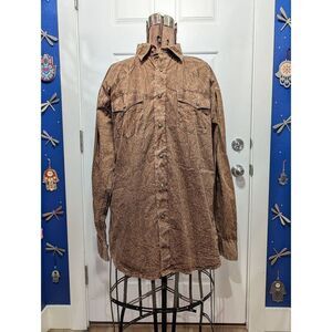 Cowboy Legend 2XL Men’s Western Pearl Snap Shirt – Brown Distressed Acid Wash
